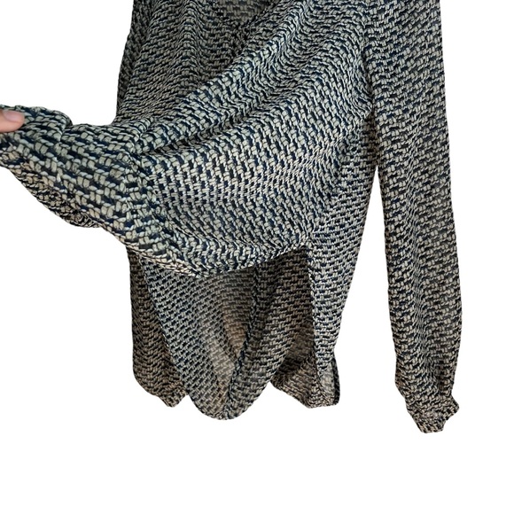 2/$15 ark&co. S Blouse with Draping black and tan pattern sheer - Picture 3 of 10